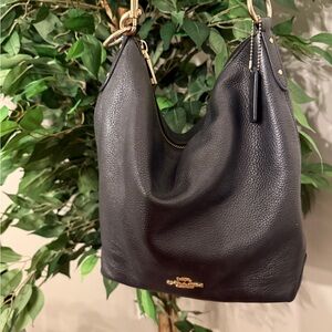 Coach Black Leather Hobo Bag